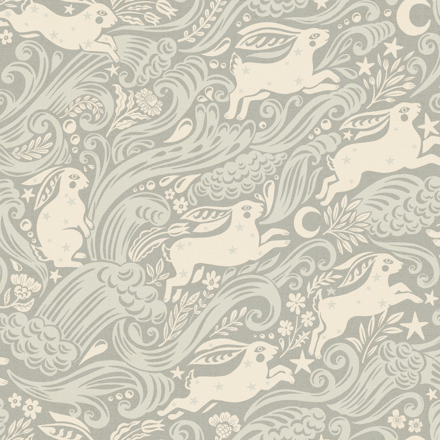 Celestial Sea Rabbit - half drop - Pearl