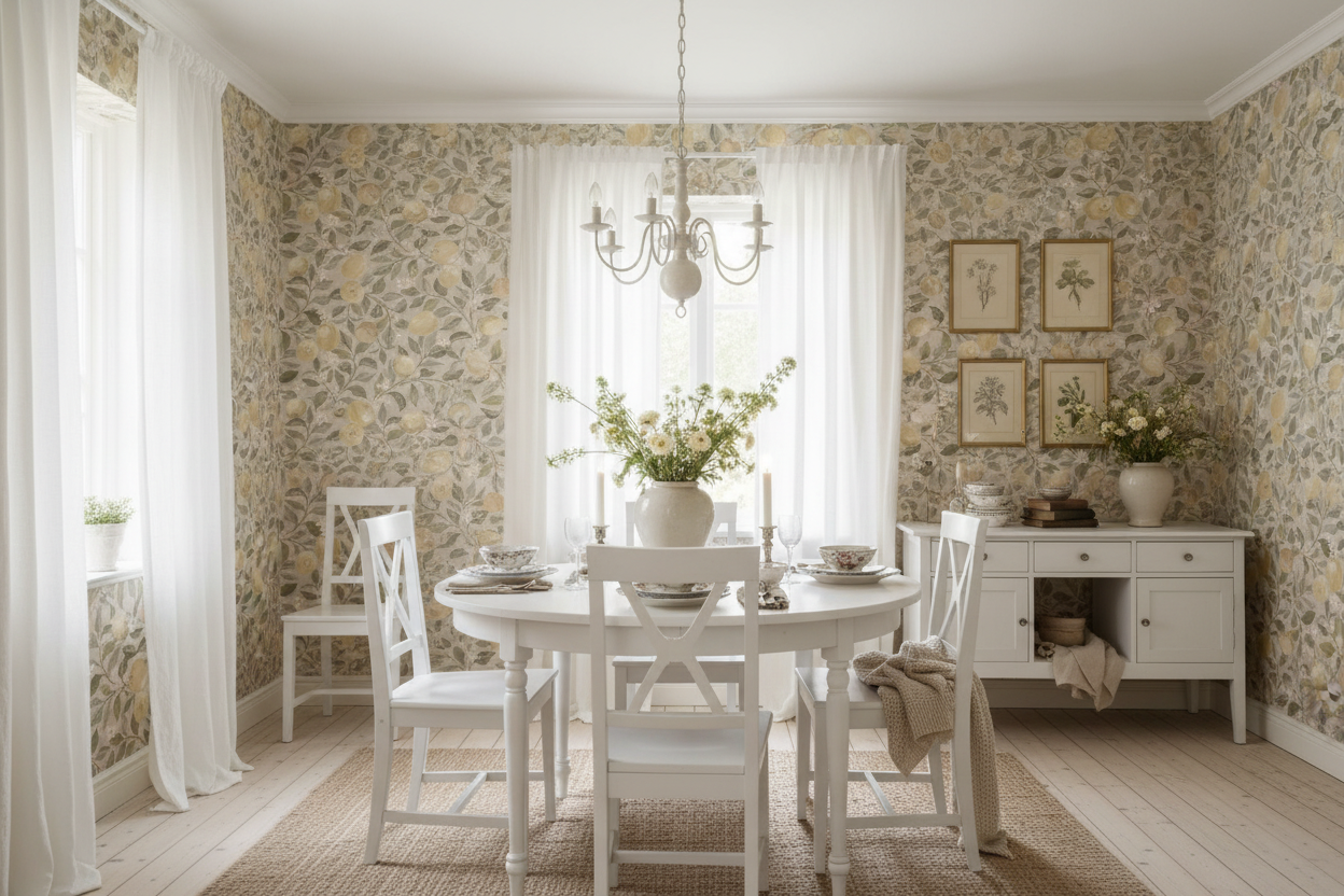 Reval Wallpaper Luscious Lemons - Pearl Stucco - Tapet med citroner i pastellfärger – högkvalitativ tapet för en personlig...