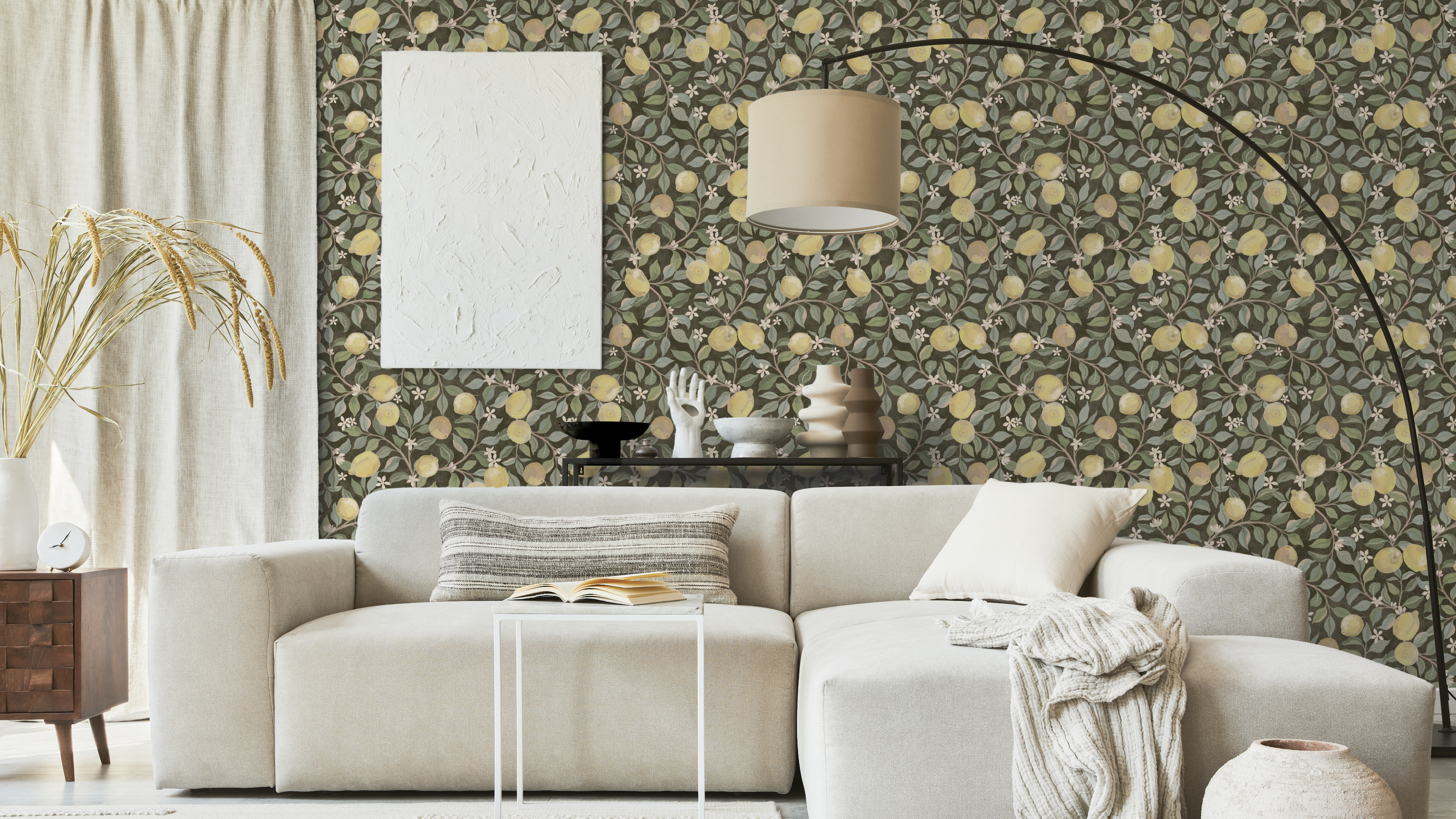 Luscious Lemons - Dark Green Stucco