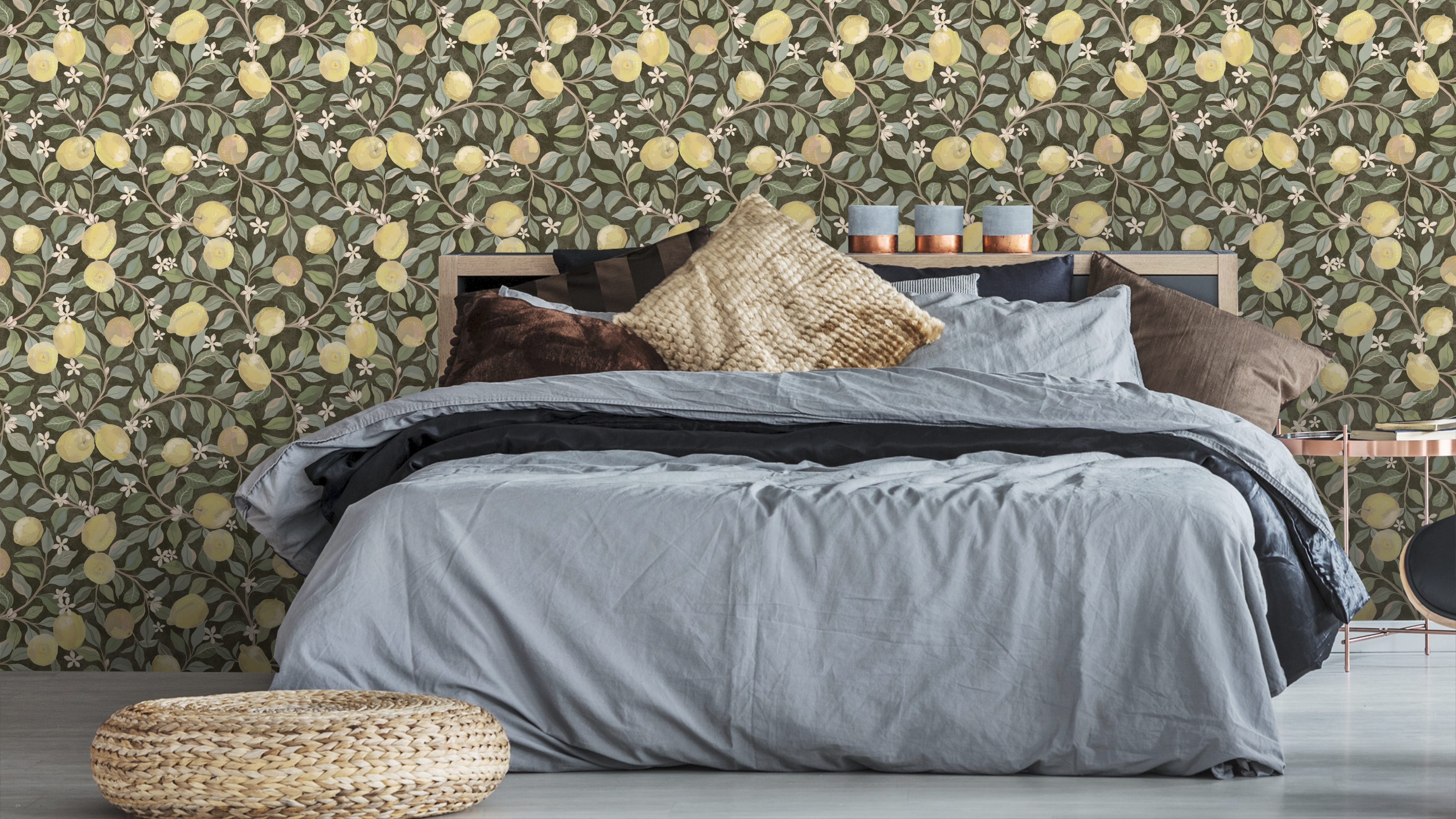 Luscious Lemons - Dark Green Stucco