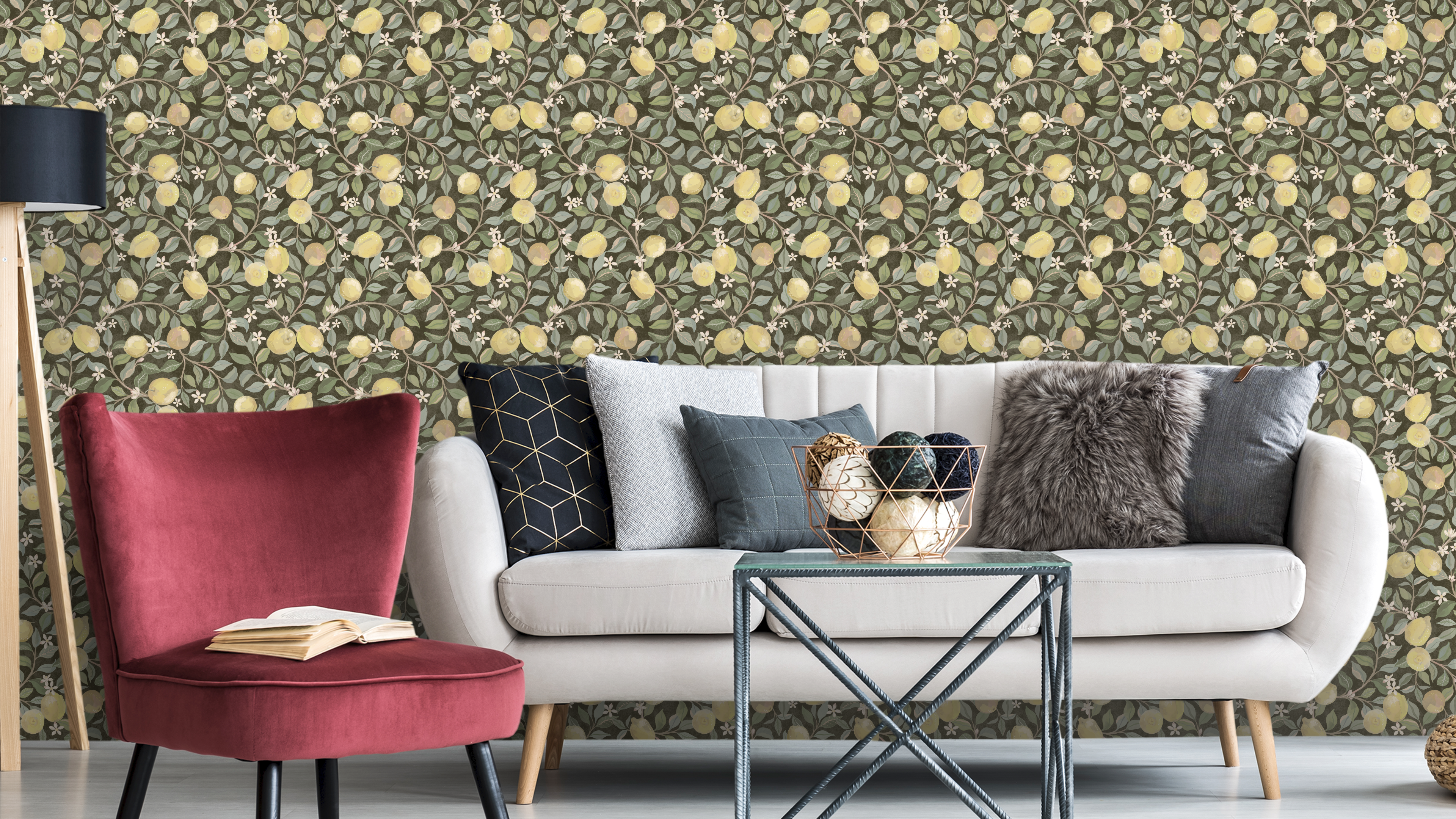 Luscious Lemons - Dark Green Stucco