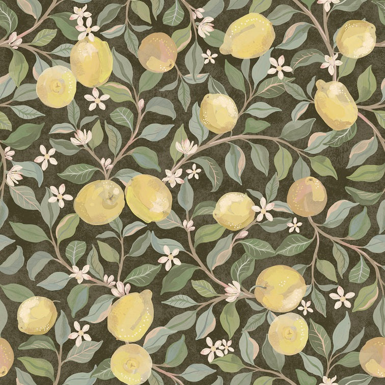 Luscious Lemons - Dark Green Stucco