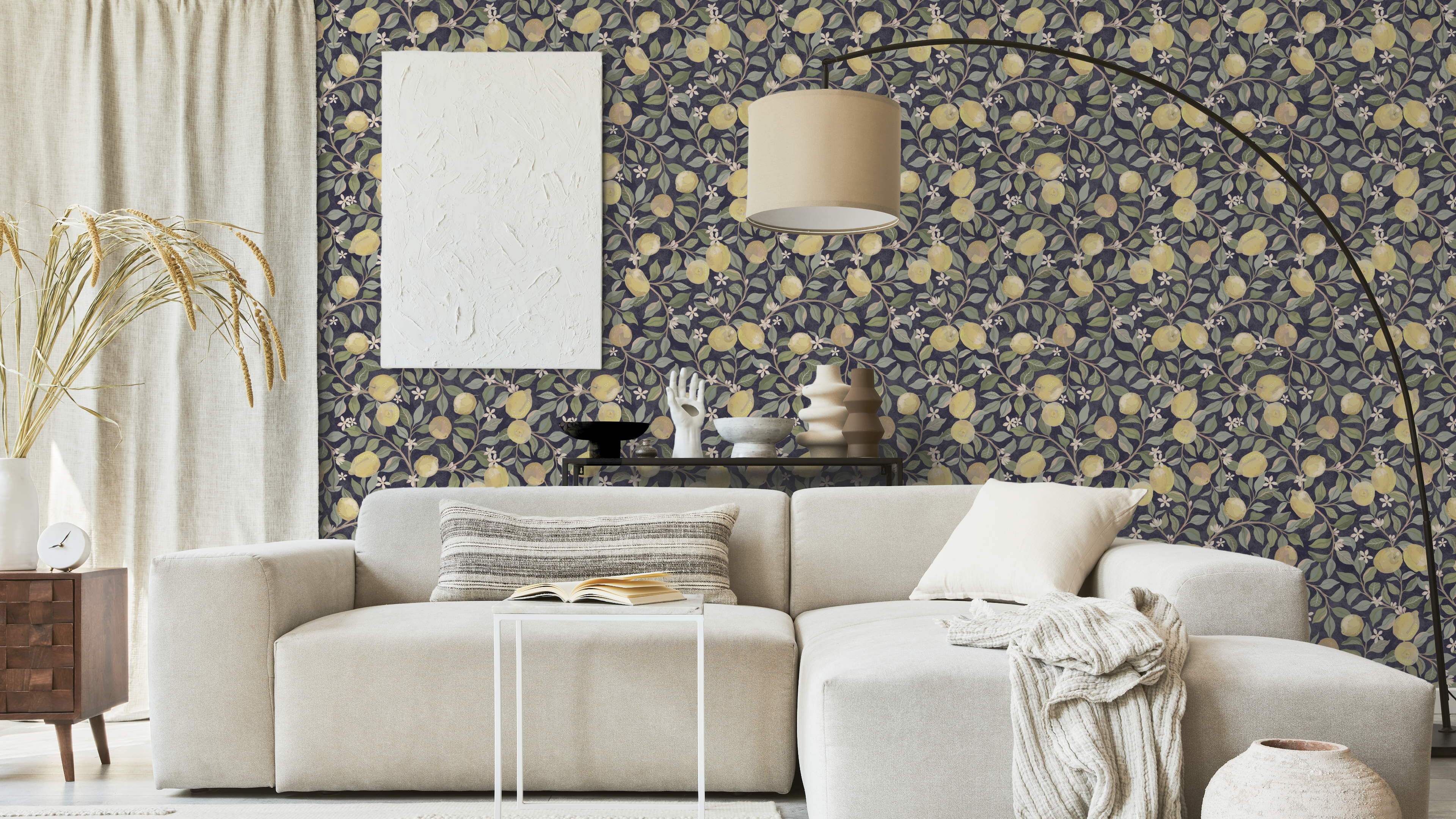 Luscious Lemons - Navy Stucco