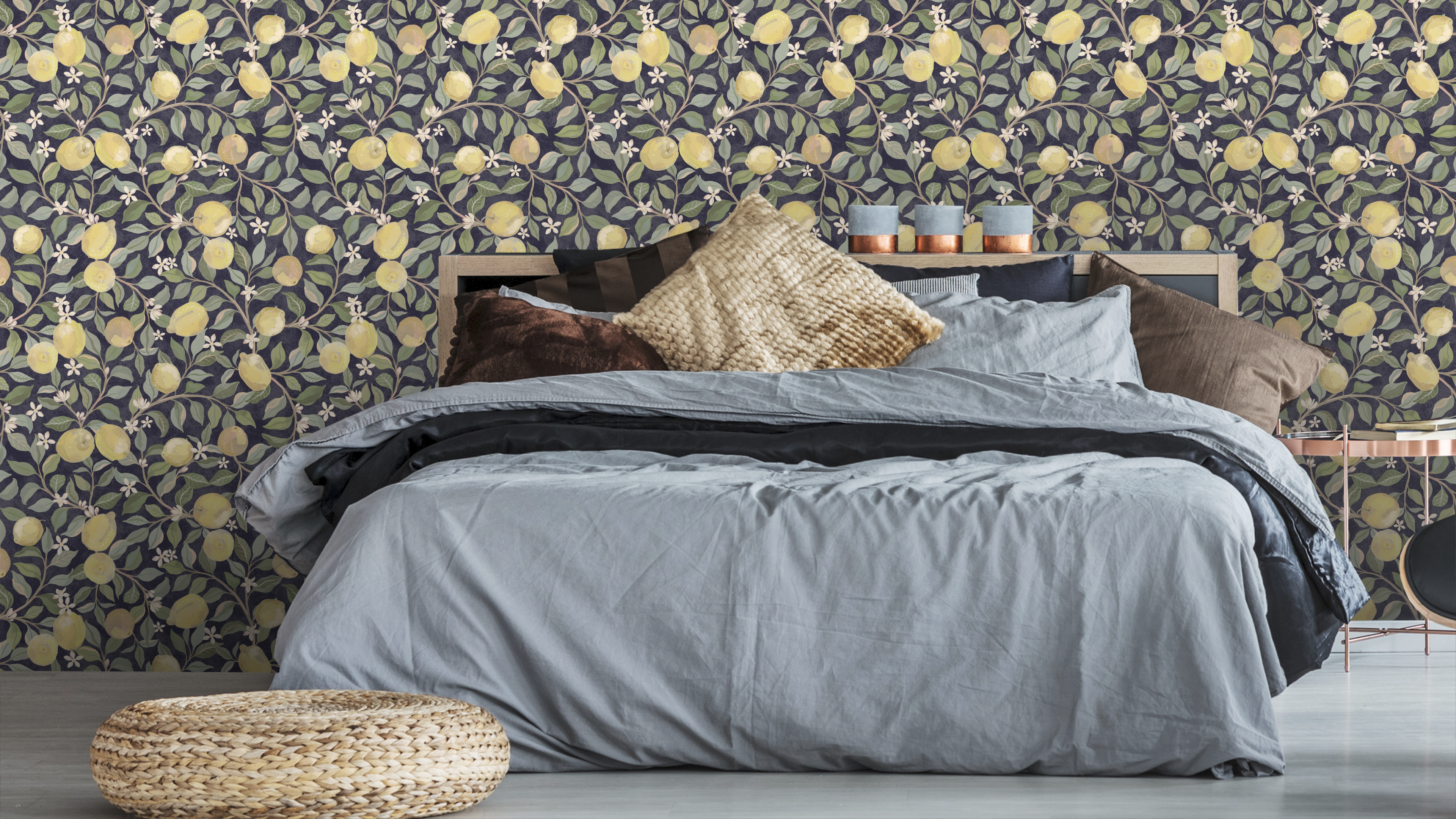 Luscious Lemons - Navy Stucco