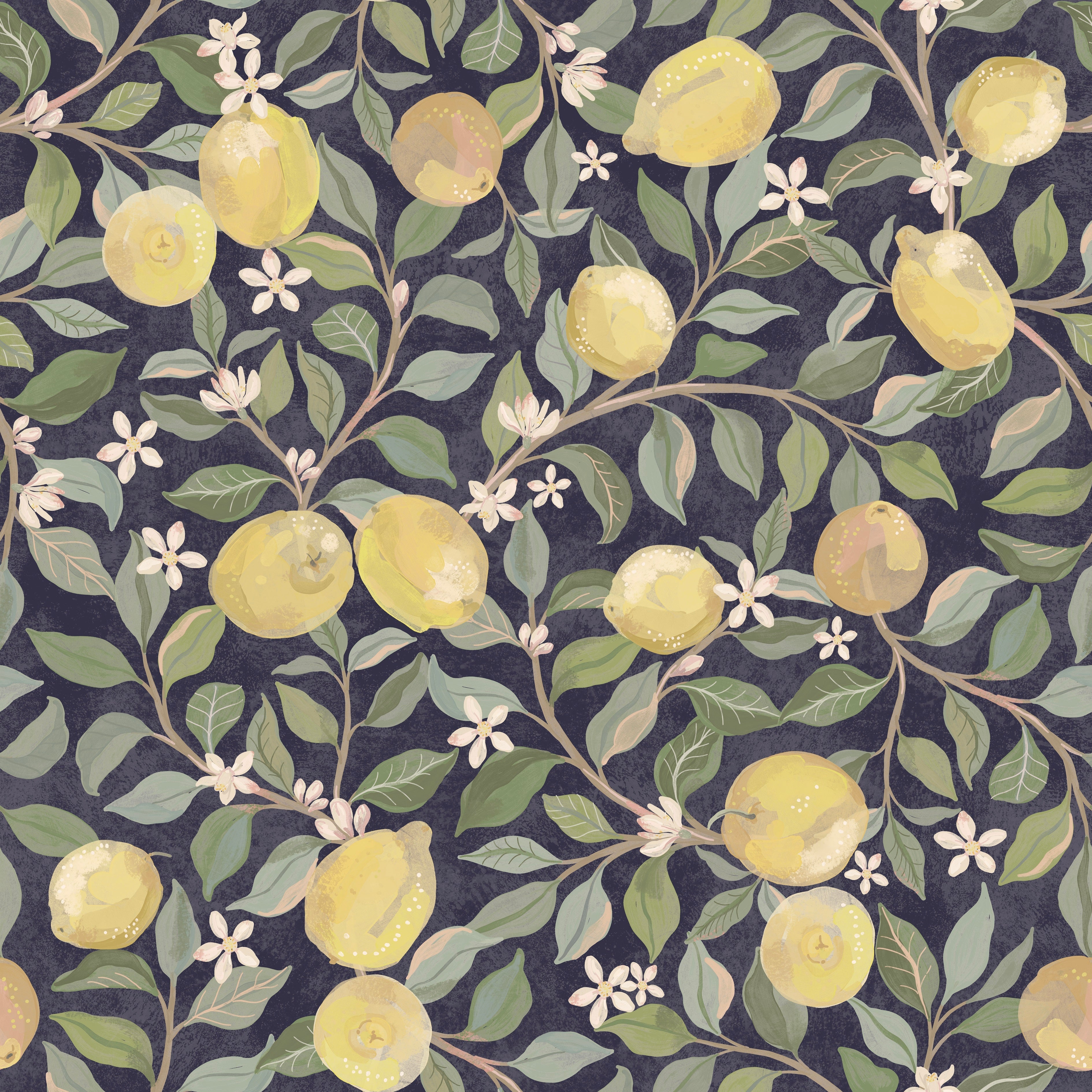 Luscious Lemons - Navy Stucco