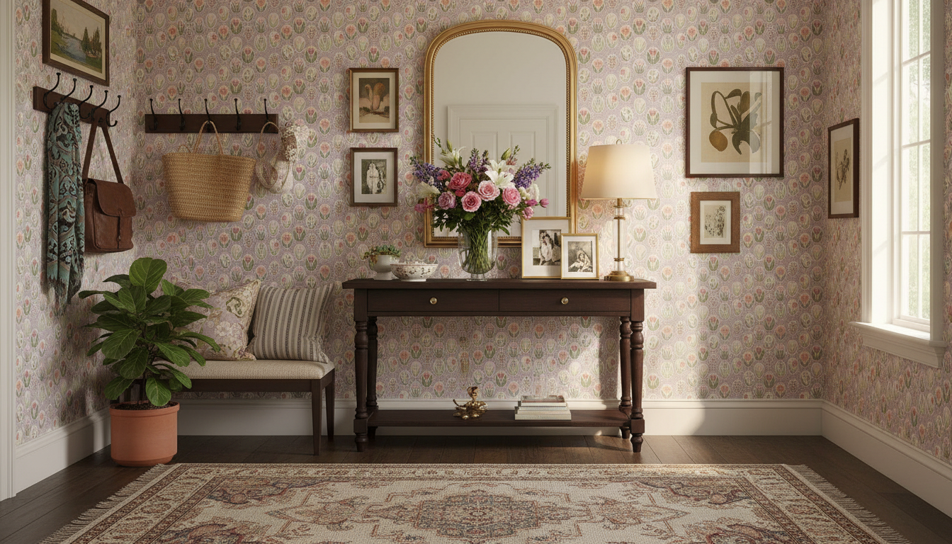 Vårrabatt Lilac - Blommig tapet med vårens fräschör