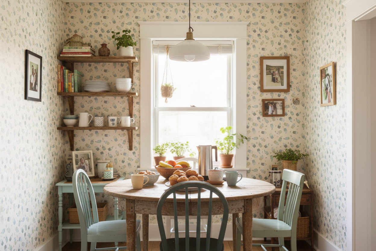 Cupcakes - Blå – Söt barntapet med flygande cupcakes