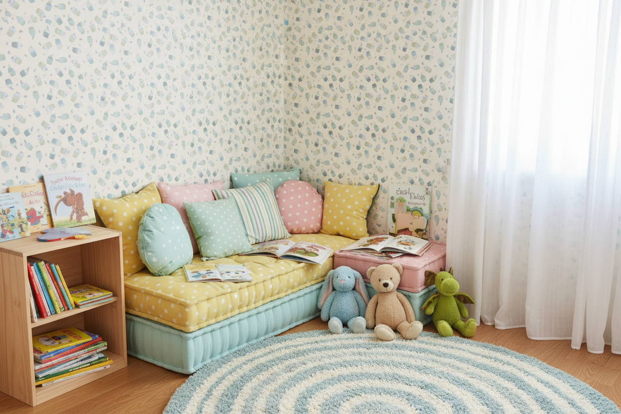 Reval Wallpaper Cupcakes - Blå – Söt barntapet med flygande cupcakes – högkvalitativ tapet för en personlig och harmonisk ...