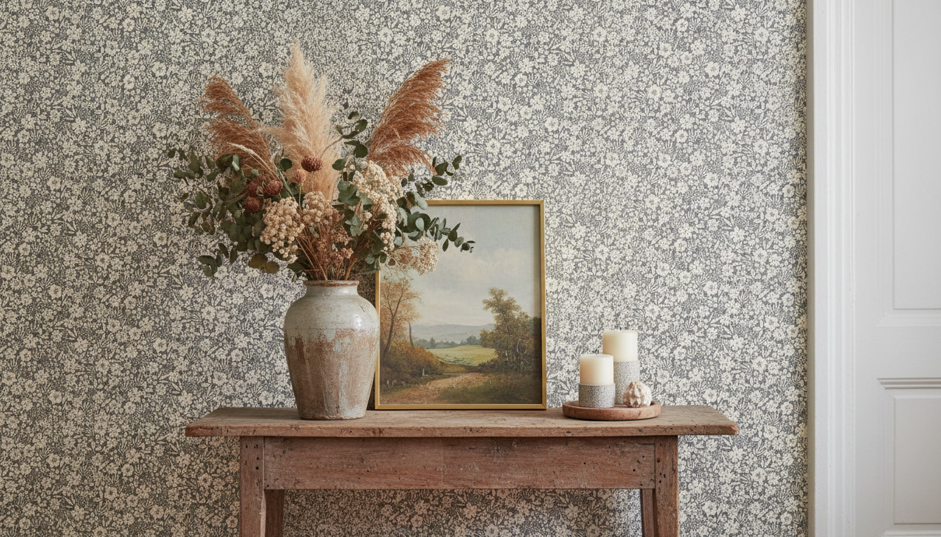 Reval Wallpaper Joanie - Half Drop - Charcoal – Elegant tapet med romantiska blommor – högkvalitativ tapet för en personli...