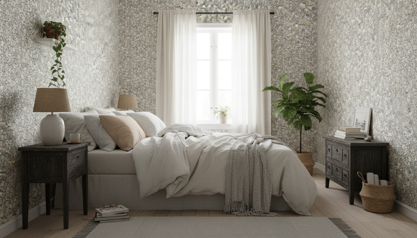 Reval Wallpaper Joanie - Half Drop - Charcoal – Elegant tapet med romantiska blommor – högkvalitativ tapet för en personli...