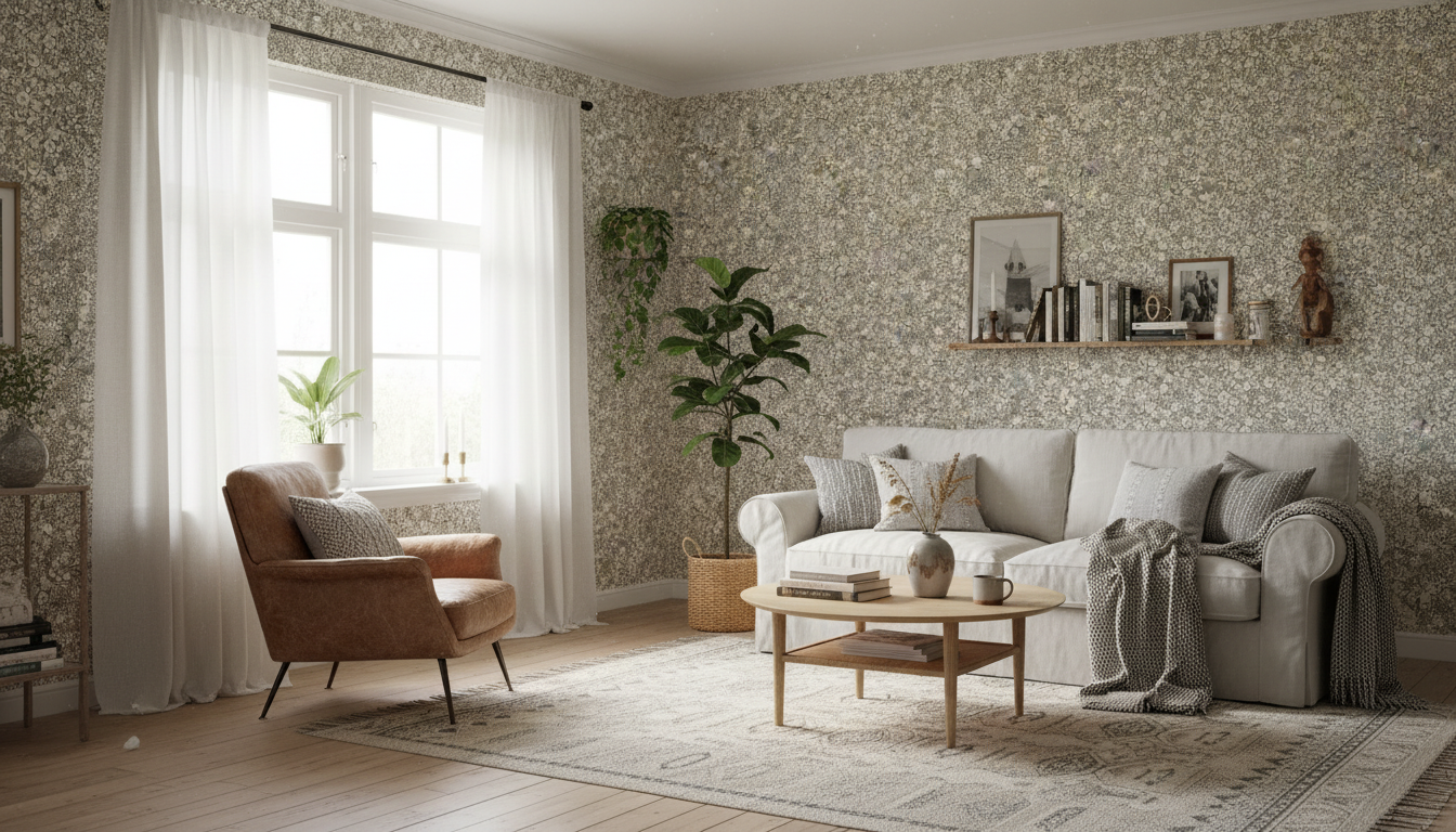 Reval Wallpaper Joanie - Half Drop - Charcoal – Elegant tapet med romantiska blommor – högkvalitativ tapet för en personli...