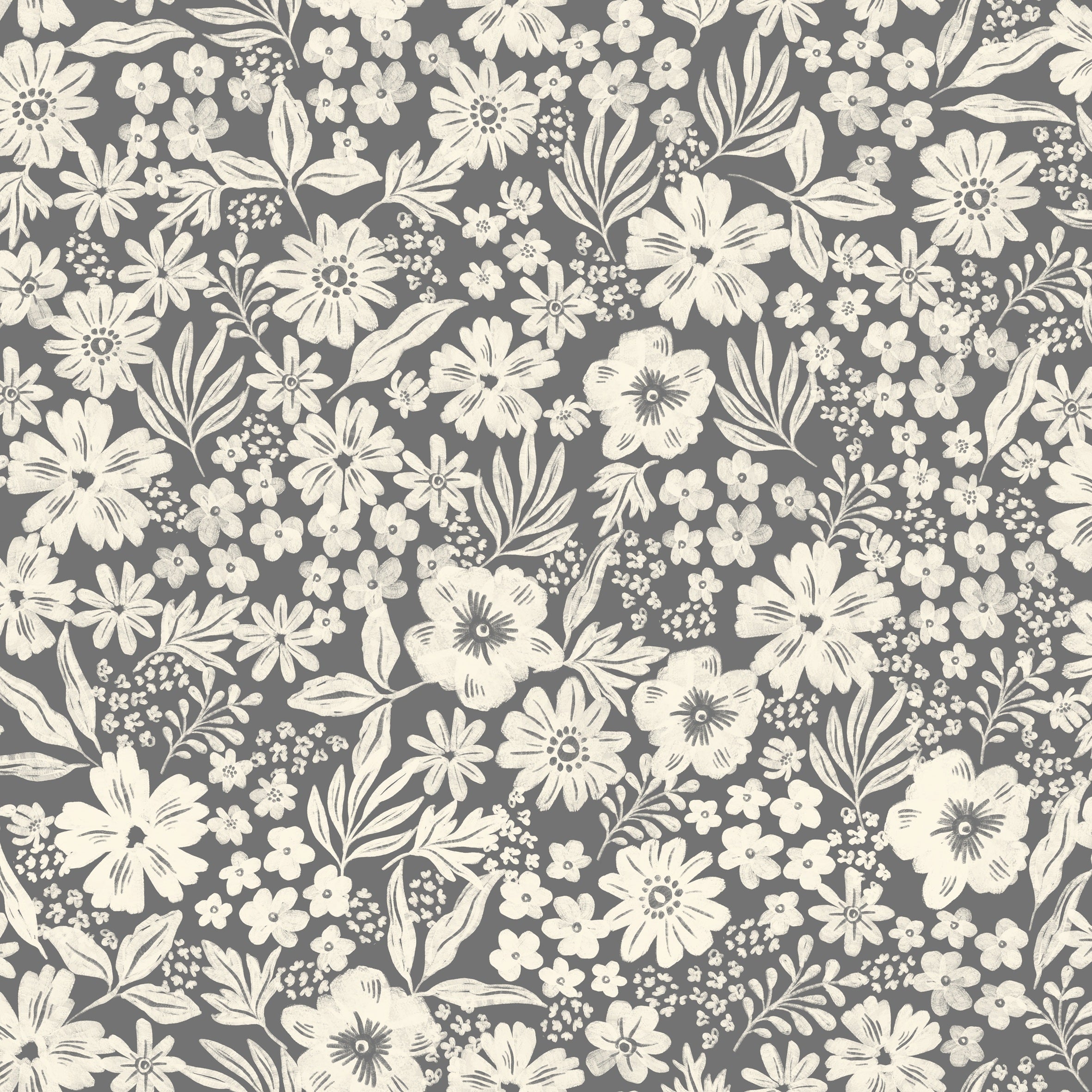Reval Wallpaper Joanie - Half Drop - Charcoal – Elegant tapet med romantiska blommor – högkvalitativ tapet för en personli...