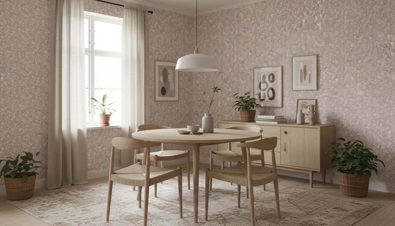 Reval Wallpaper Joanie - Half Drop - Lilac – Elegant tapet med romantiska blommor – högkvalitativ tapet för en personlig o...