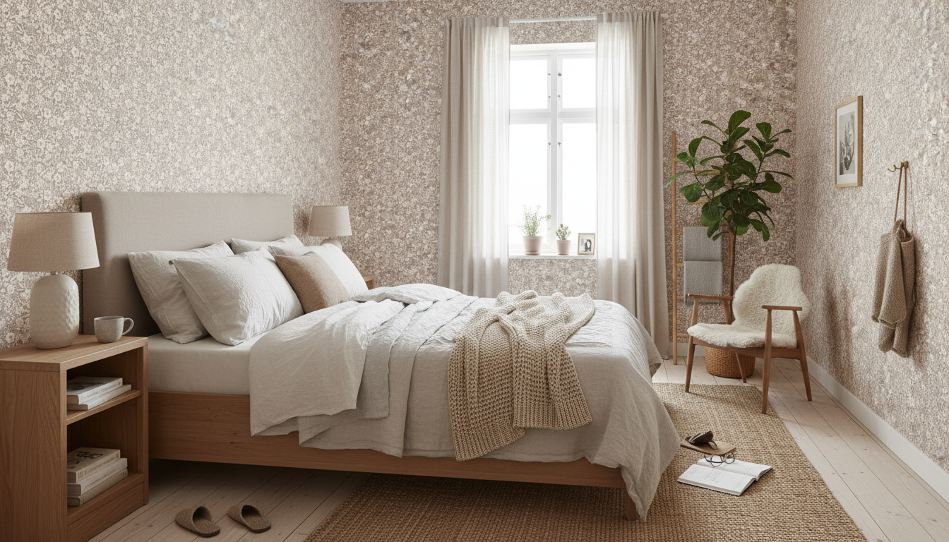 Joanie - Half Drop - Brun – Varm tapet med romantiska blommor