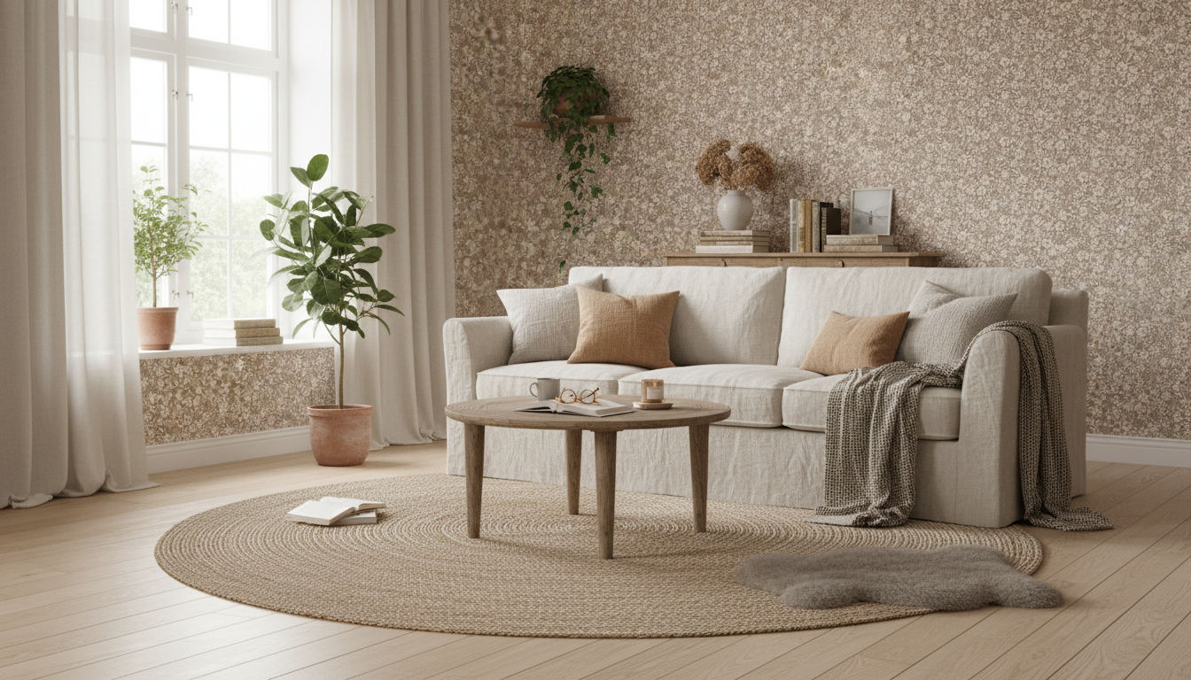 Joanie - Half Drop - Brun – Varm tapet med romantiska blommor