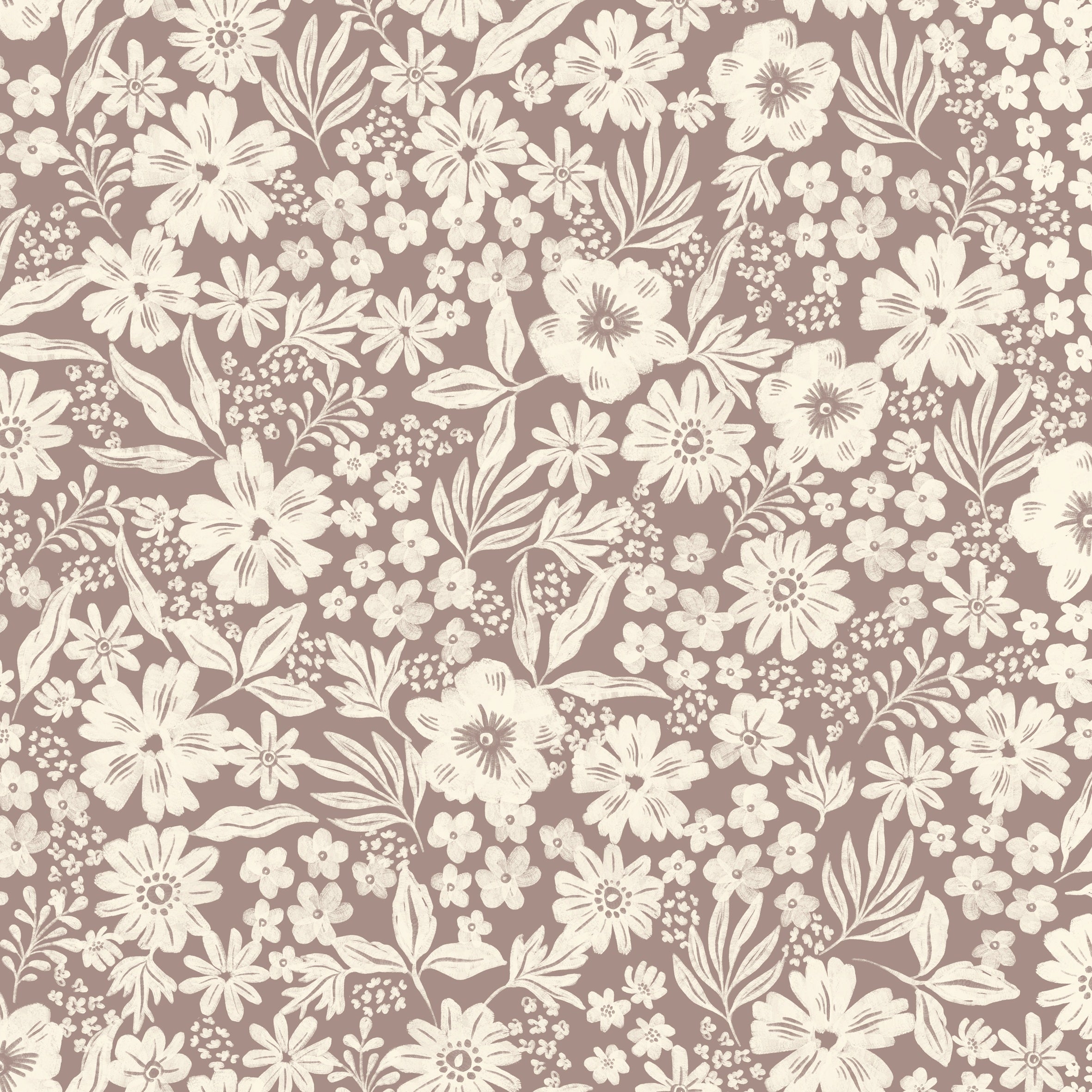 Joanie - Half Drop - Brun – Varm tapet med romantiska blommor