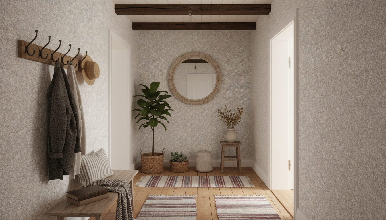 Joanie - Half Drop - White Ash – Elegant tapet med romantiska blommor