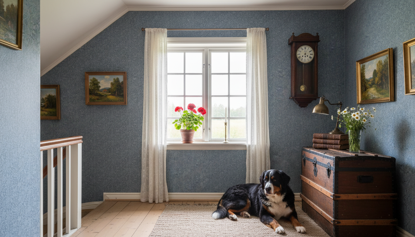 Butterfly Garden half drop - Midnight - Mörk romantisk blommig tapet