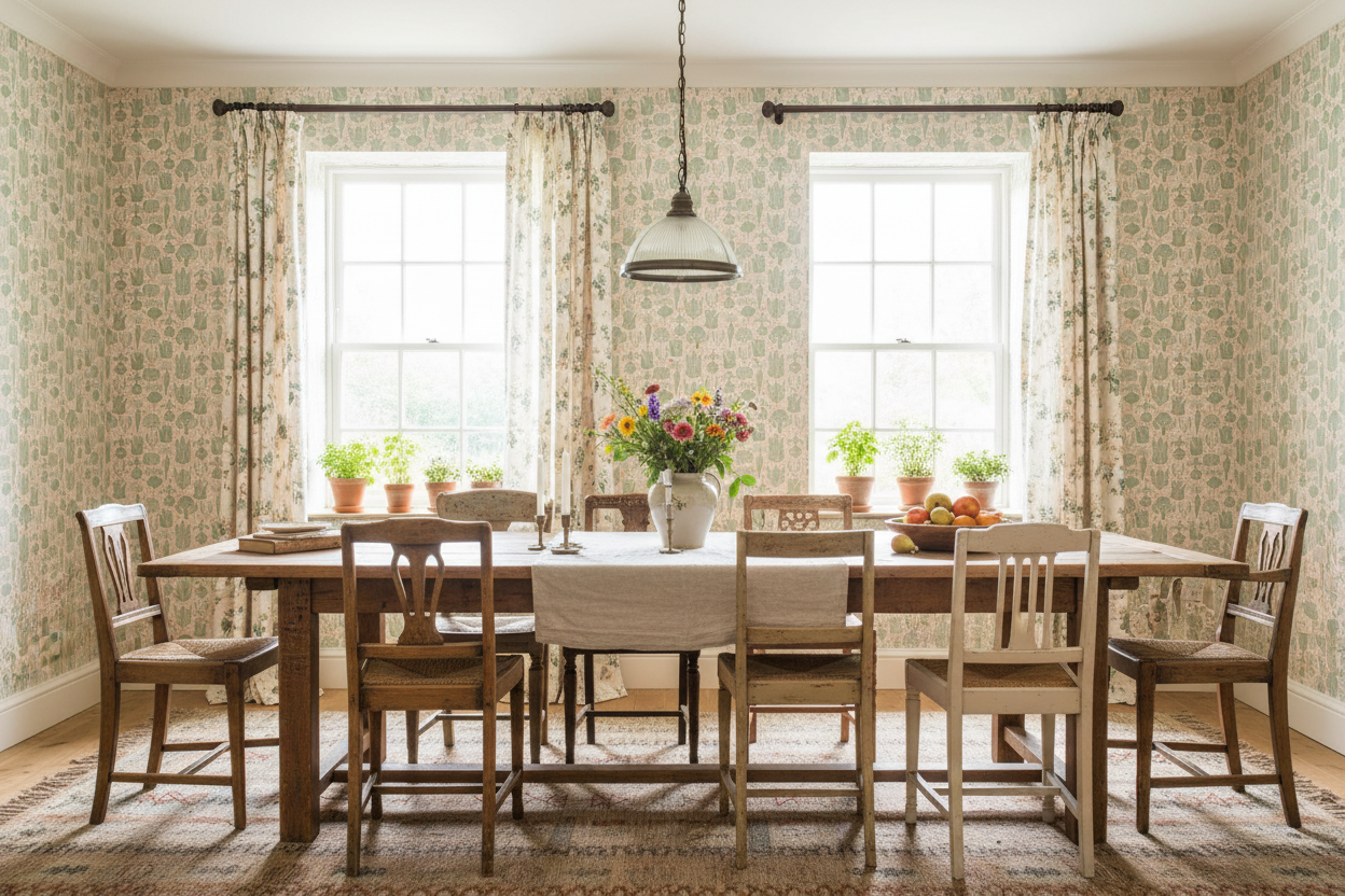 Reval Wallpaper Grönsaksgården - Salvia - Kökstapet med grönsaker – högkvalitativ tapet för en personlig och harmonisk vägg