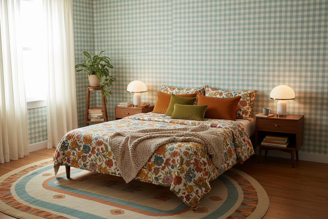 Reval Wallpaper Gingham - Mediterranean - Klassisk tapet med rutmönster i turkos – högkvalitativ tapet för en personlig oc...