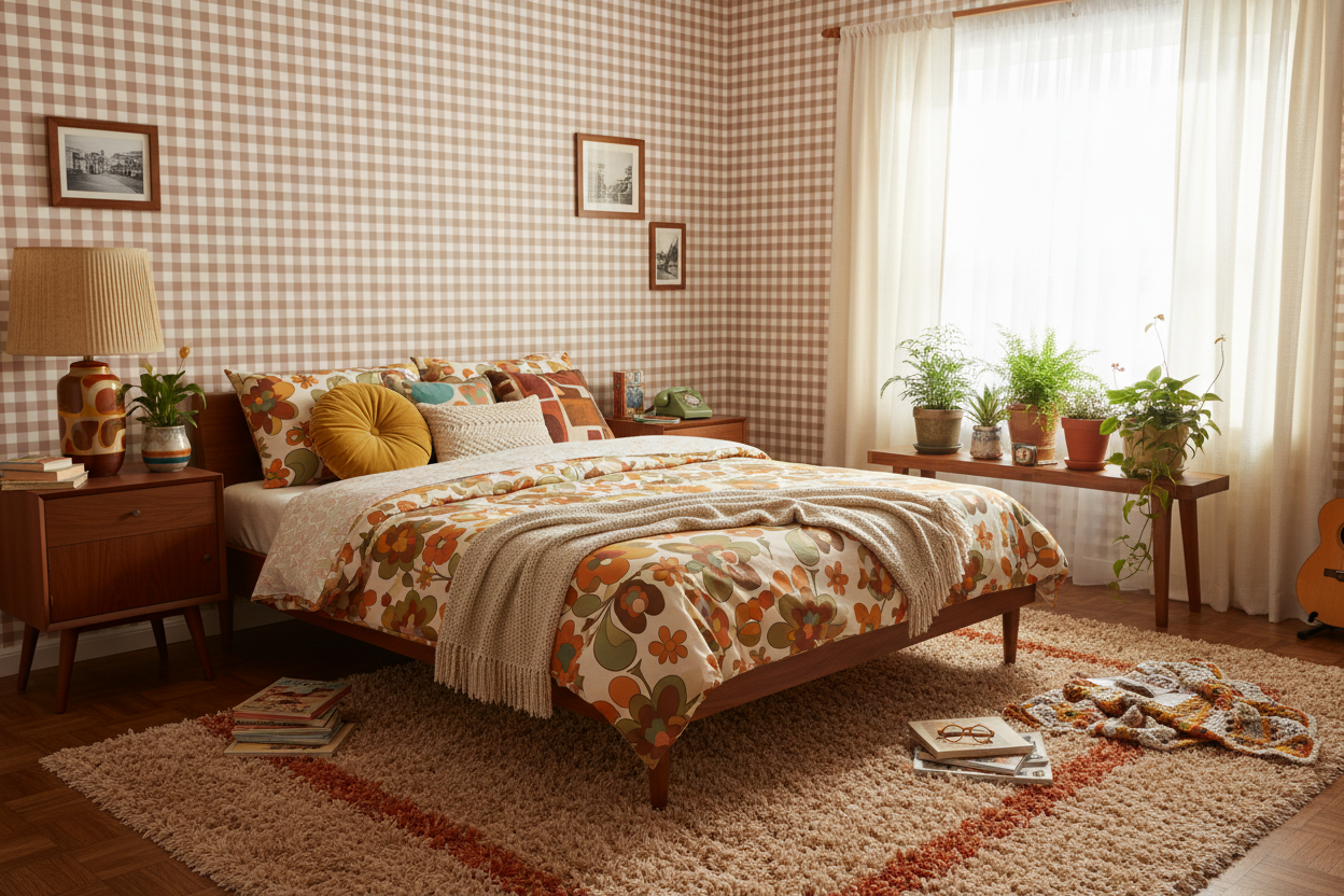 Reval Wallpaper Gingham - Mole - Klassisk tapet med rutmönster i brunt – högkvalitativ tapet för en personlig och harmonis...