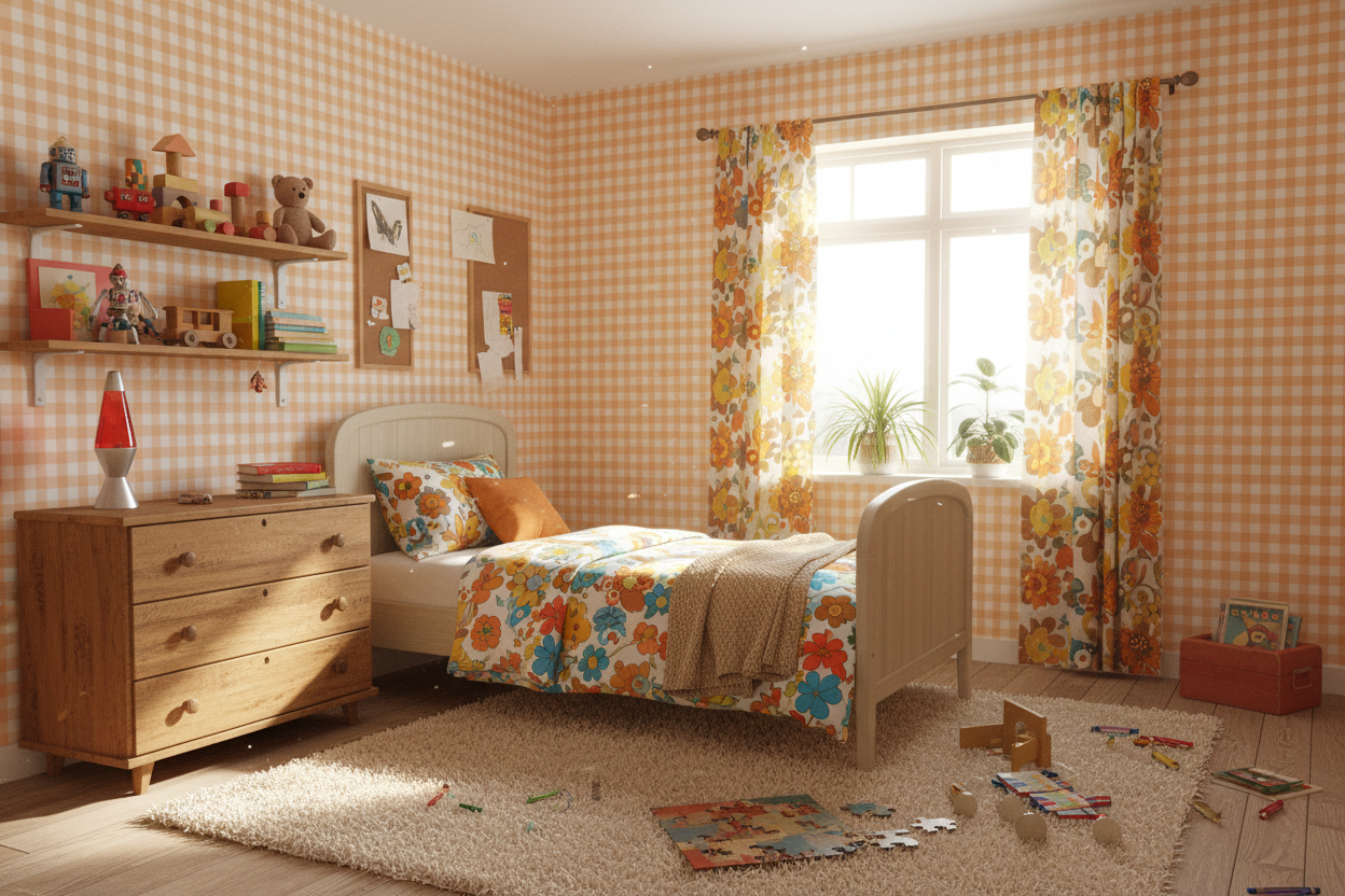 Reval Wallpaper Gingham - Kumquat - Klassisk tapet med rutmönster i orange och gult – högkvalitativ tapet för en personlig...