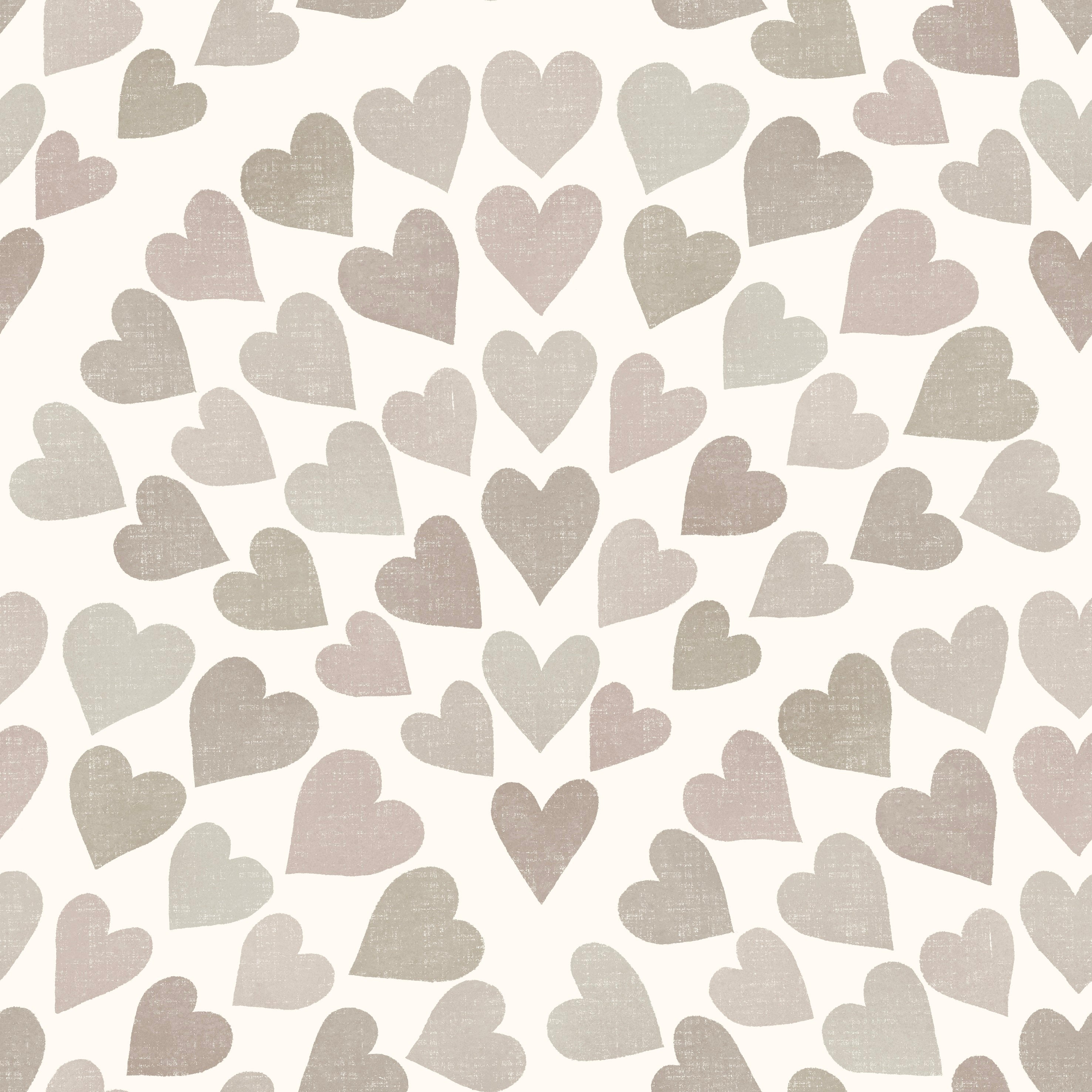 Scallop Hearts - Grey - Romantisk tapet med hjärtmönster för barnrum och sovrum