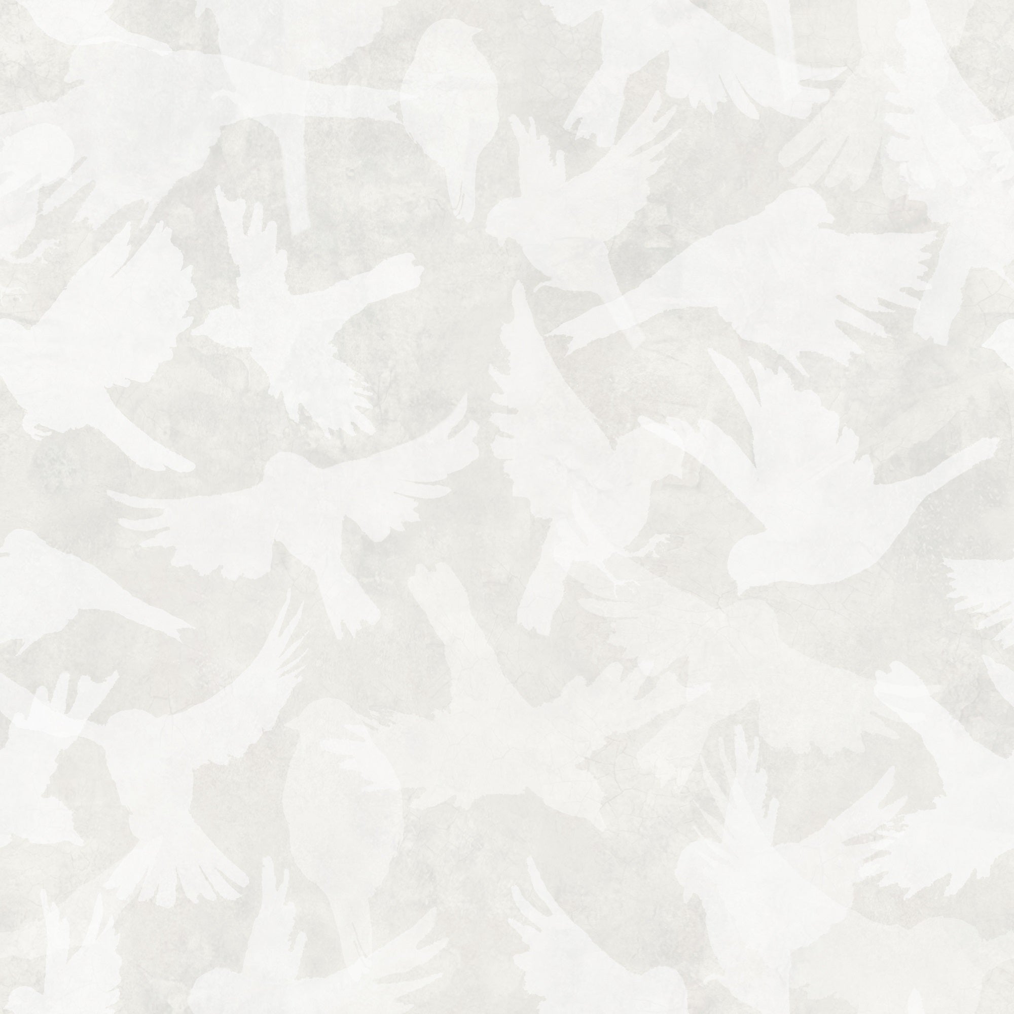 Fåglar - Grey - Elegant grå tapet med fågelmotiv i skandinavisk design