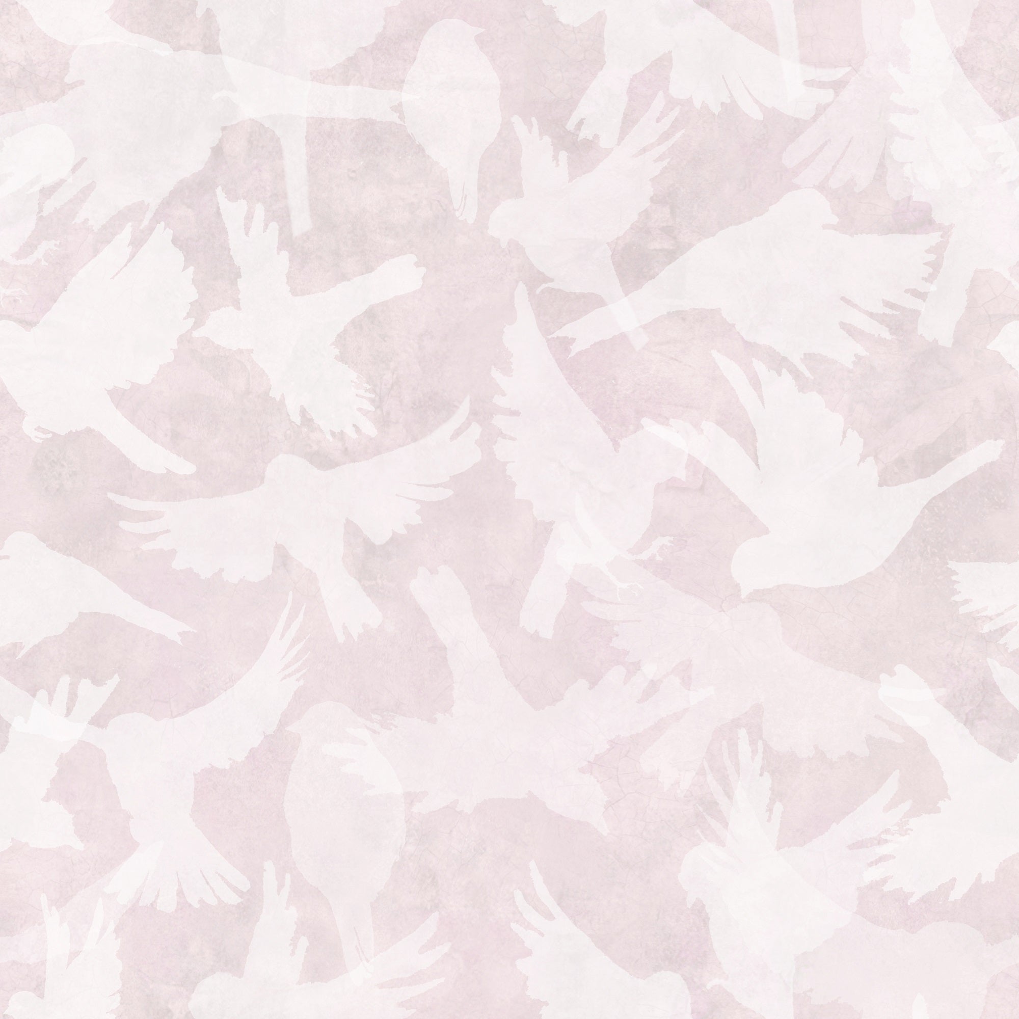 Fåglar - Rose - Mjuk rosa tapet med fågelmotiv i skandinavisk design