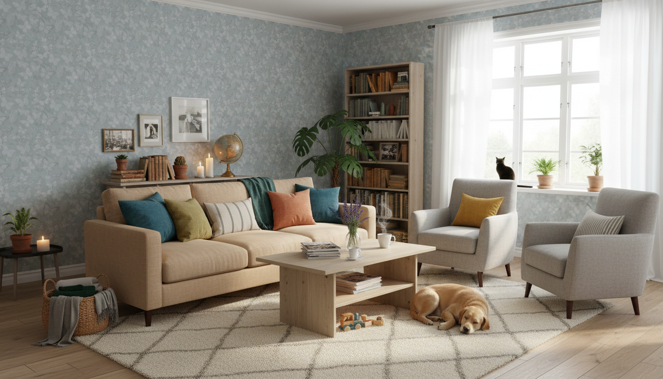 Mariposa - Regntunga moln - Fjärilstapet i akvarell med melerad bakgrund