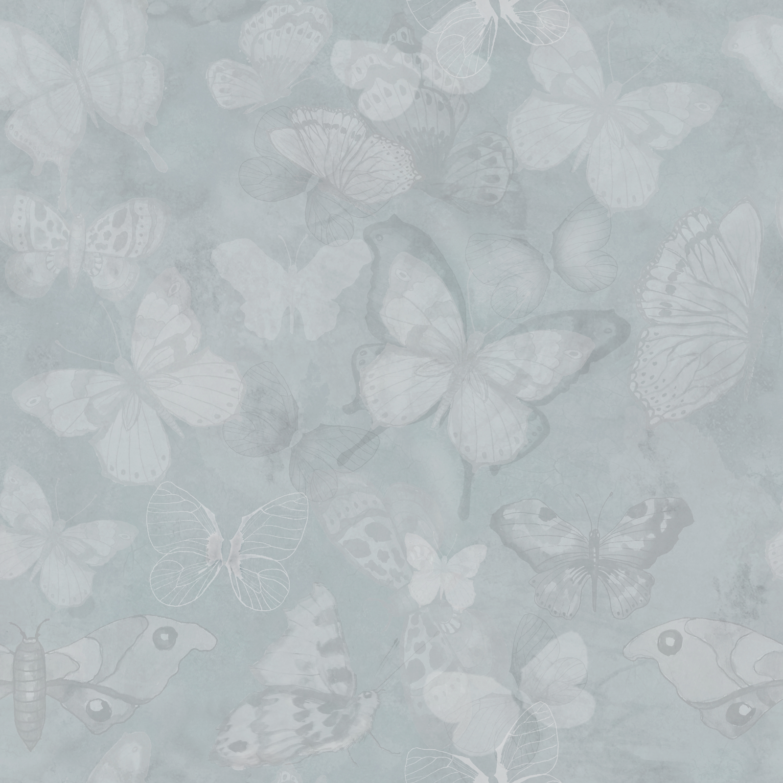 Mariposa - Regntunga moln - Fjärilstapet i akvarell med melerad bakgrund