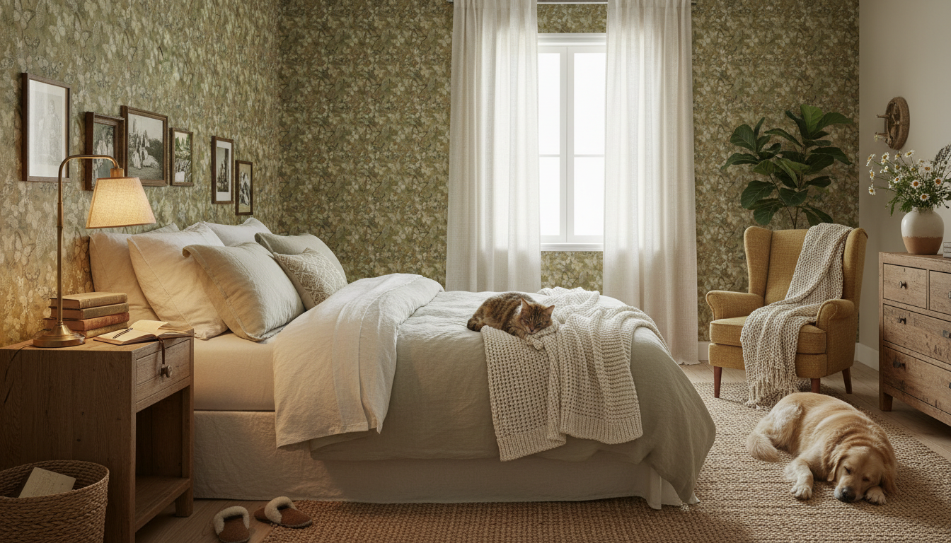 Mariposa - Earth - Fjärilstapet i akvarell med melerad bakgrund