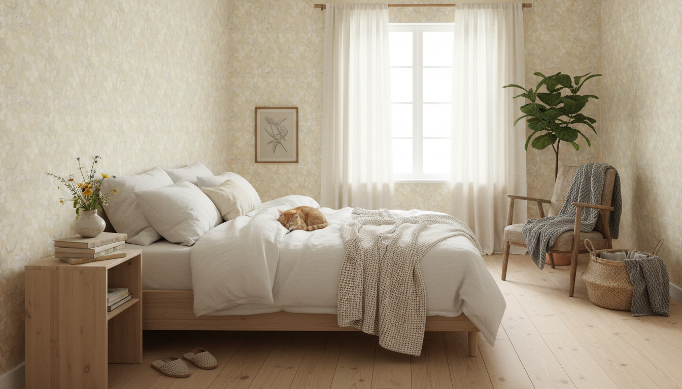 Mariposa - Wheat - Fjärilstapet i akvarell