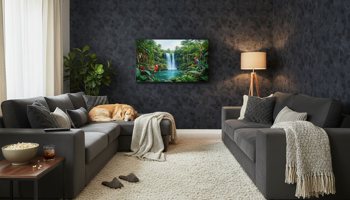 Mariposa - Charcoal - tapet med fjärilar mot mörk bakgrund