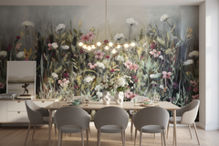 Wall mural Endless summer - 1 - Fototapet med midsommarblommor i varma toner – fototapet med unikt motiv som skapar en ins...
