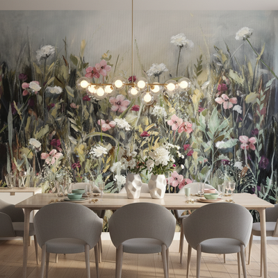 Endless summer - 1 - Fototapet med midtsommerblomster i varme toner rumsbild 3