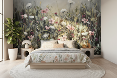 Wall mural Endless summer - 1 - Fototapet med midsommarblommor i varma toner – fototapet med unikt motiv som skapar en ins...