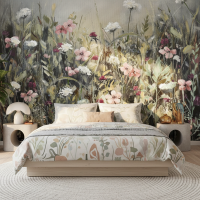 Endless summer - 1 - Fototapet med midtsommerblomster i varme toner rumsbild 4