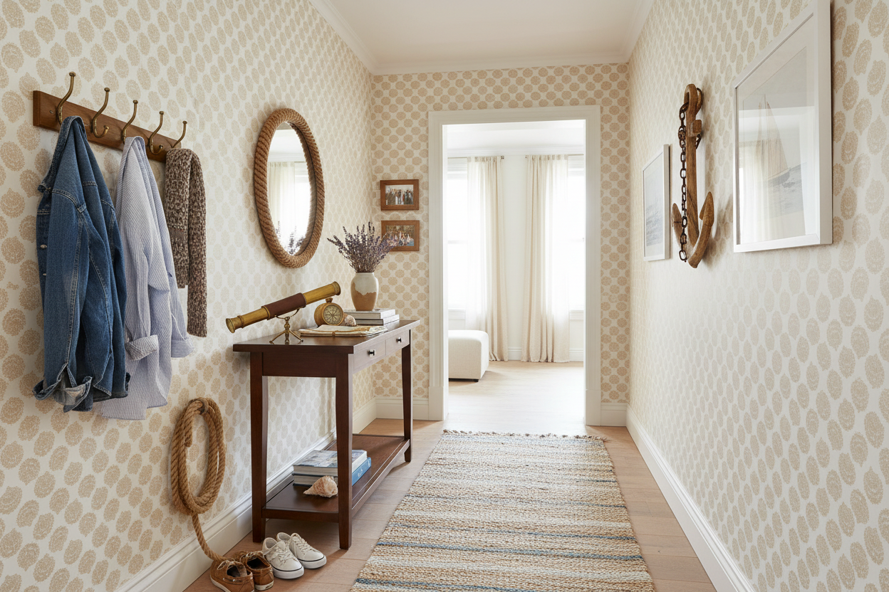 Reval Wallpaper Vongole - Light Sand - Elegant tapet med musselskal i sandfärg – högkvalitativ tapet för en personlig och ...