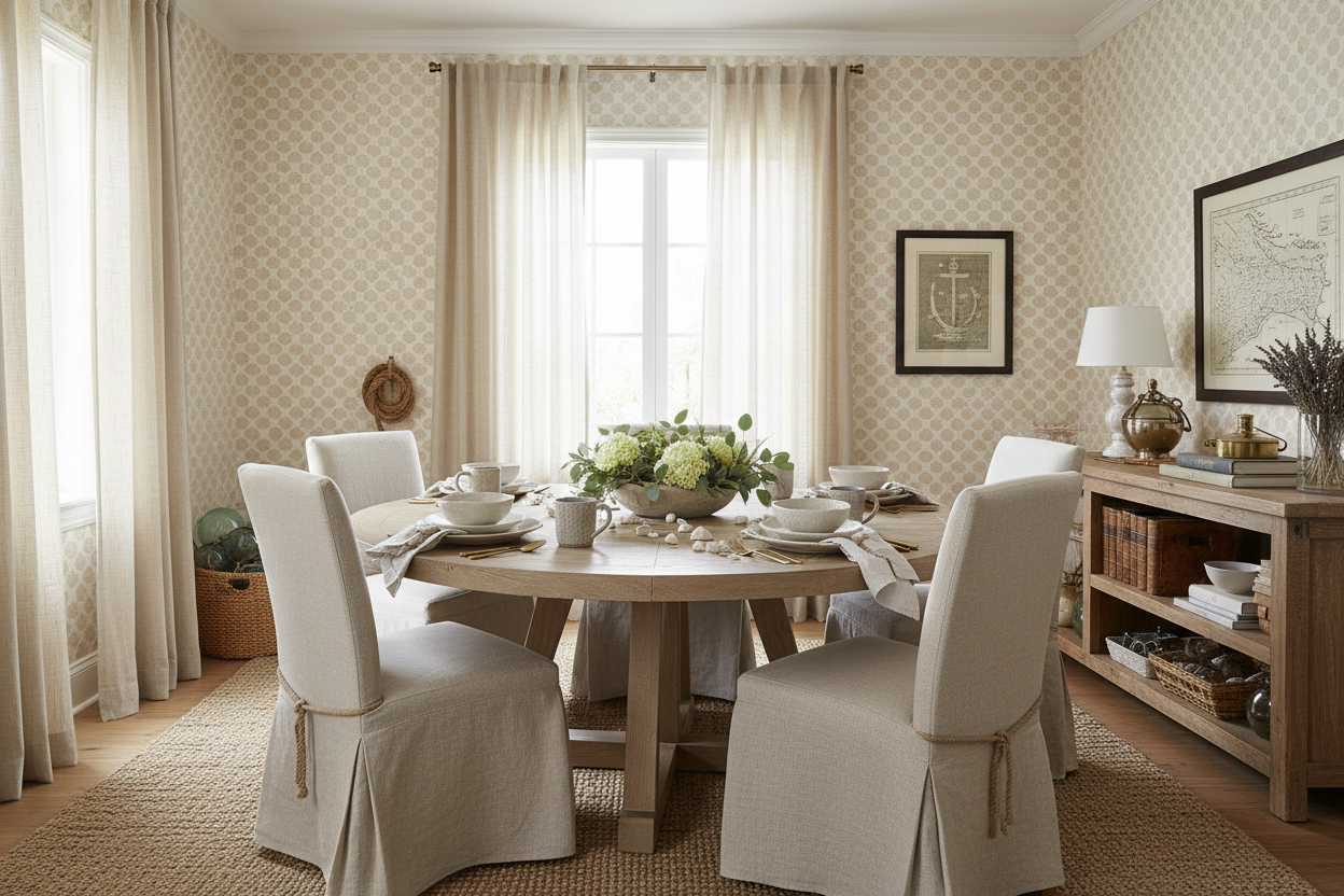 Reval Wallpaper Vongole - Light Sand - Elegant tapet med musselskal i sandfärg – högkvalitativ tapet för en personlig och ...