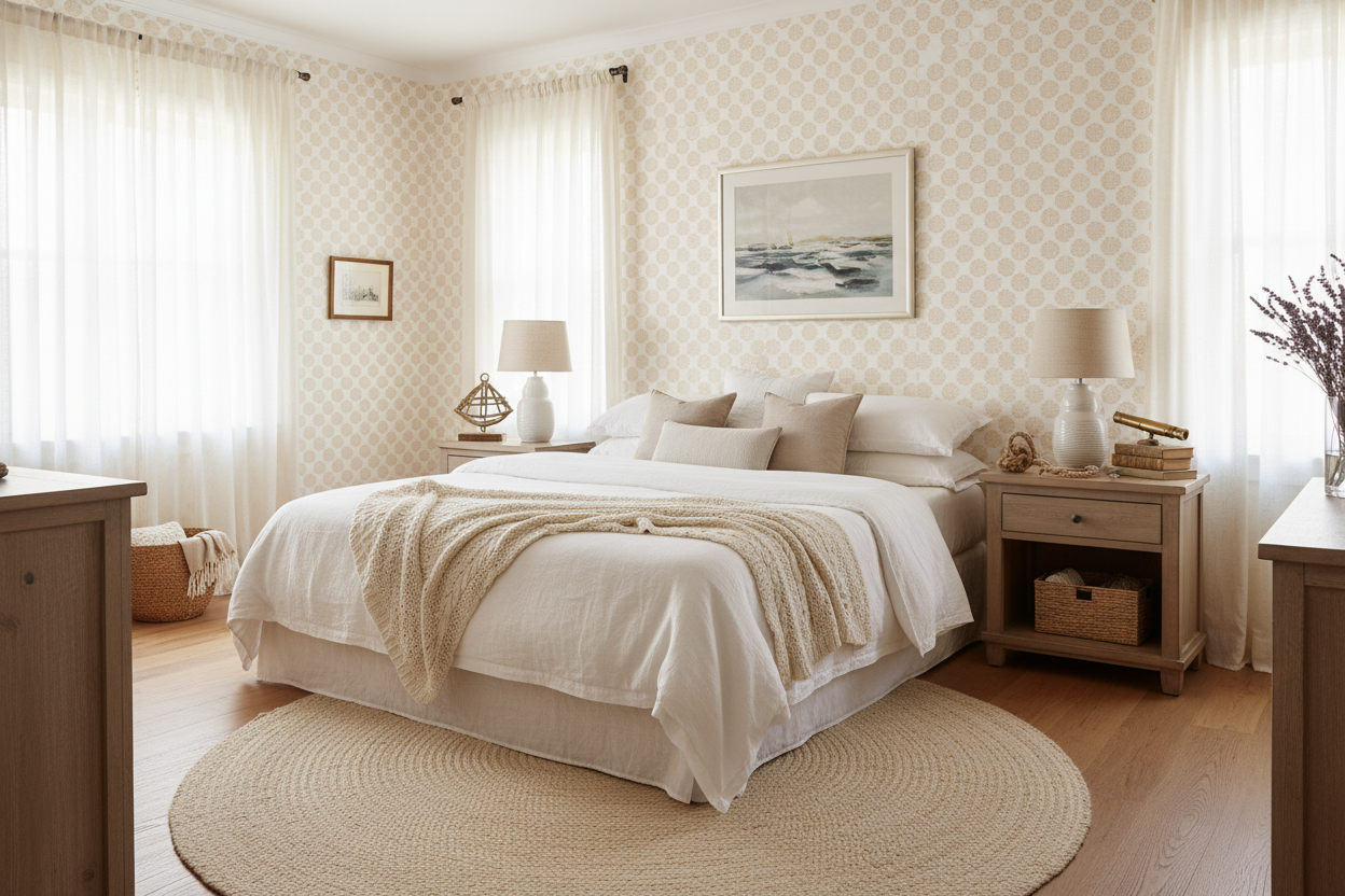 Reval Wallpaper Vongole - Light Sand - Elegant tapet med musselskal i sandfärg – högkvalitativ tapet för en personlig och ...
