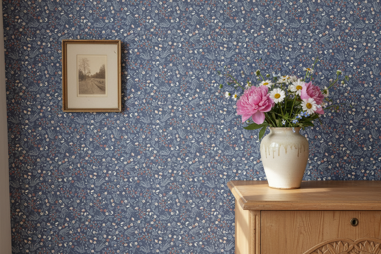 Undergrowth - Midnight – Romantisk tapet med skogsblommor