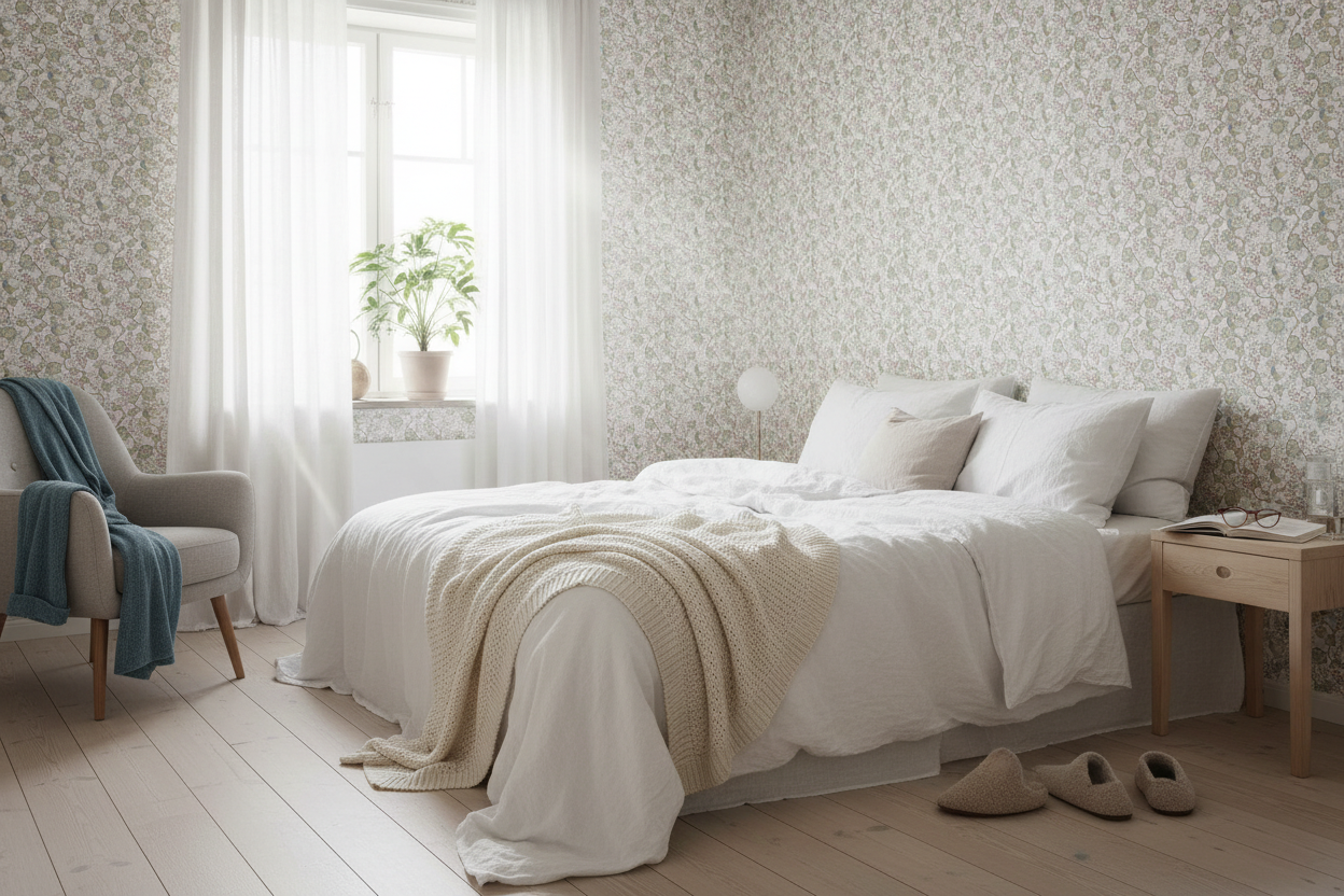 Reval Wallpaper Epiphany - Creme ljus - Romantisk tapet med fåglar och blommor – högkvalitativ tapet för en personlig och ...