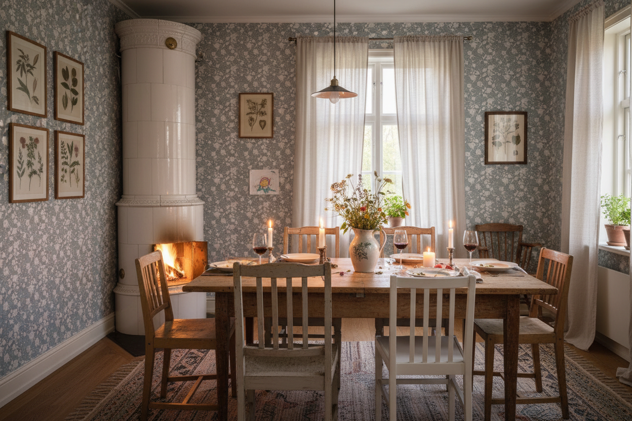 Reval Wallpaper Epiphany - Bly - Romantisk tapet med fåglar och blommor – högkvalitativ tapet för en personlig och harmoni...