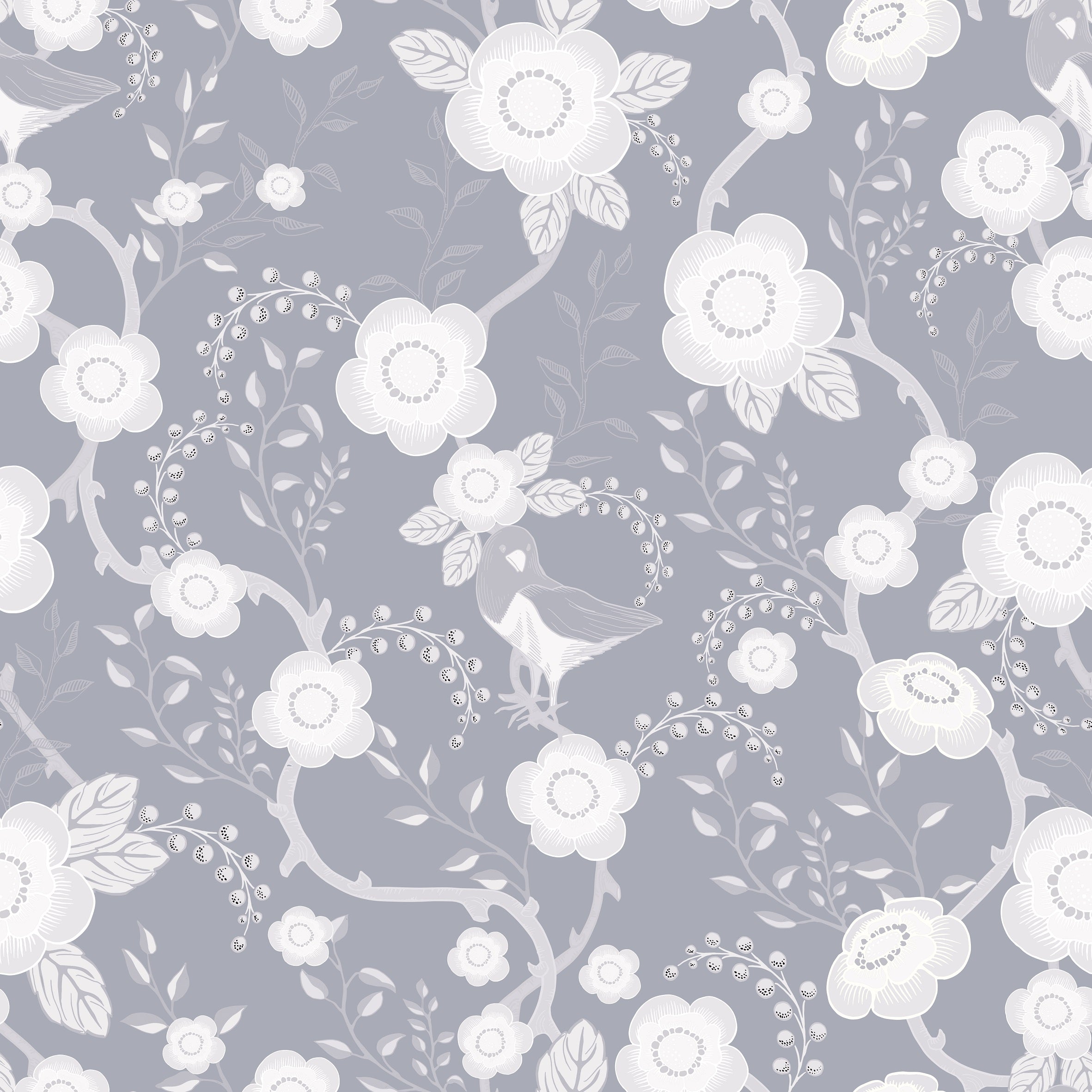 Epiphany - Bly - Romantisk tapet med fåglar och blommor