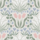 Spring Floral - Haze - Wallpaper with tulips, crocuses and snowdrops
