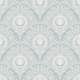 Peacock Plume Damask-Indigo Light - Elegant blue wallpaper with a peacock feather pattern