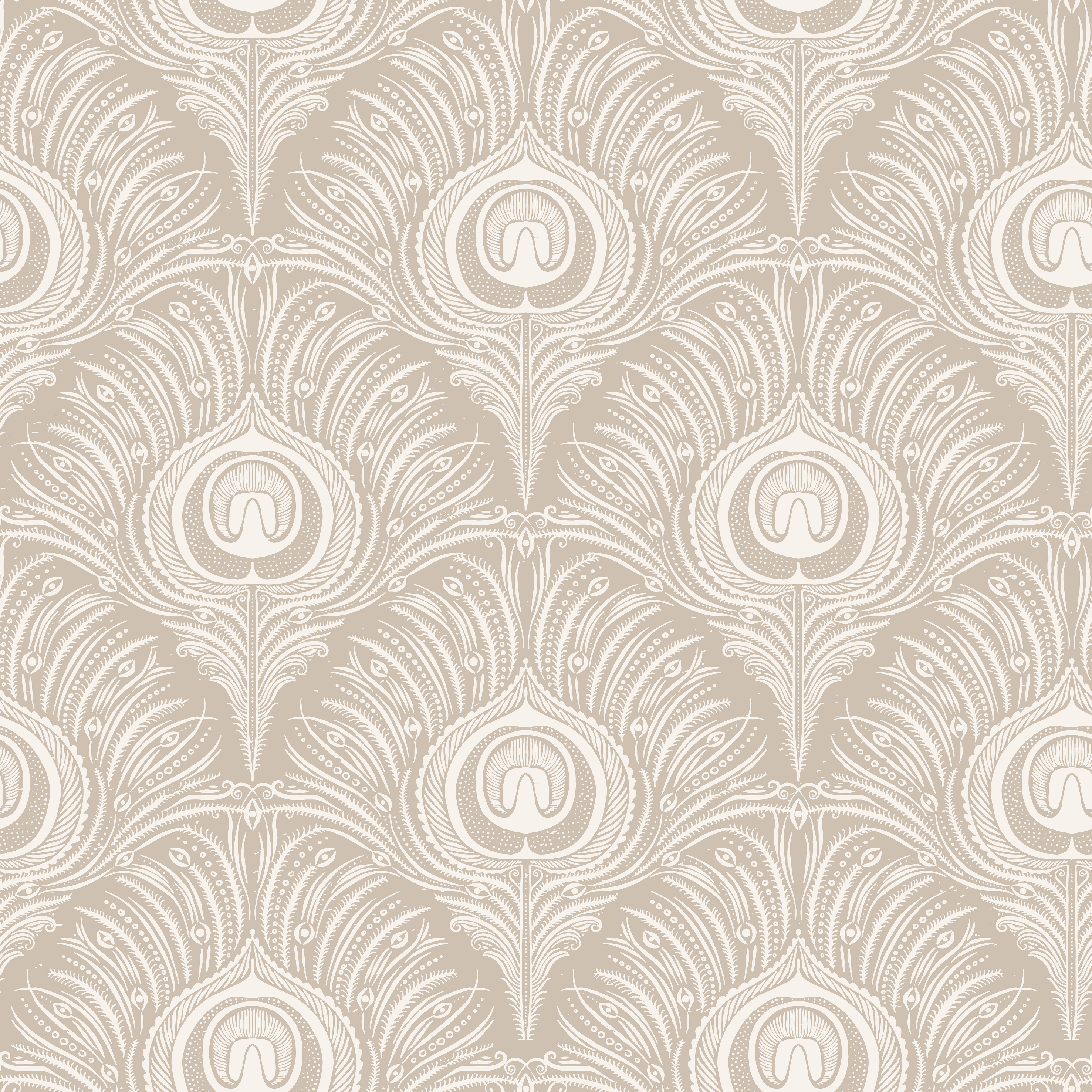 Peacock Plume Damask - Blush Beige