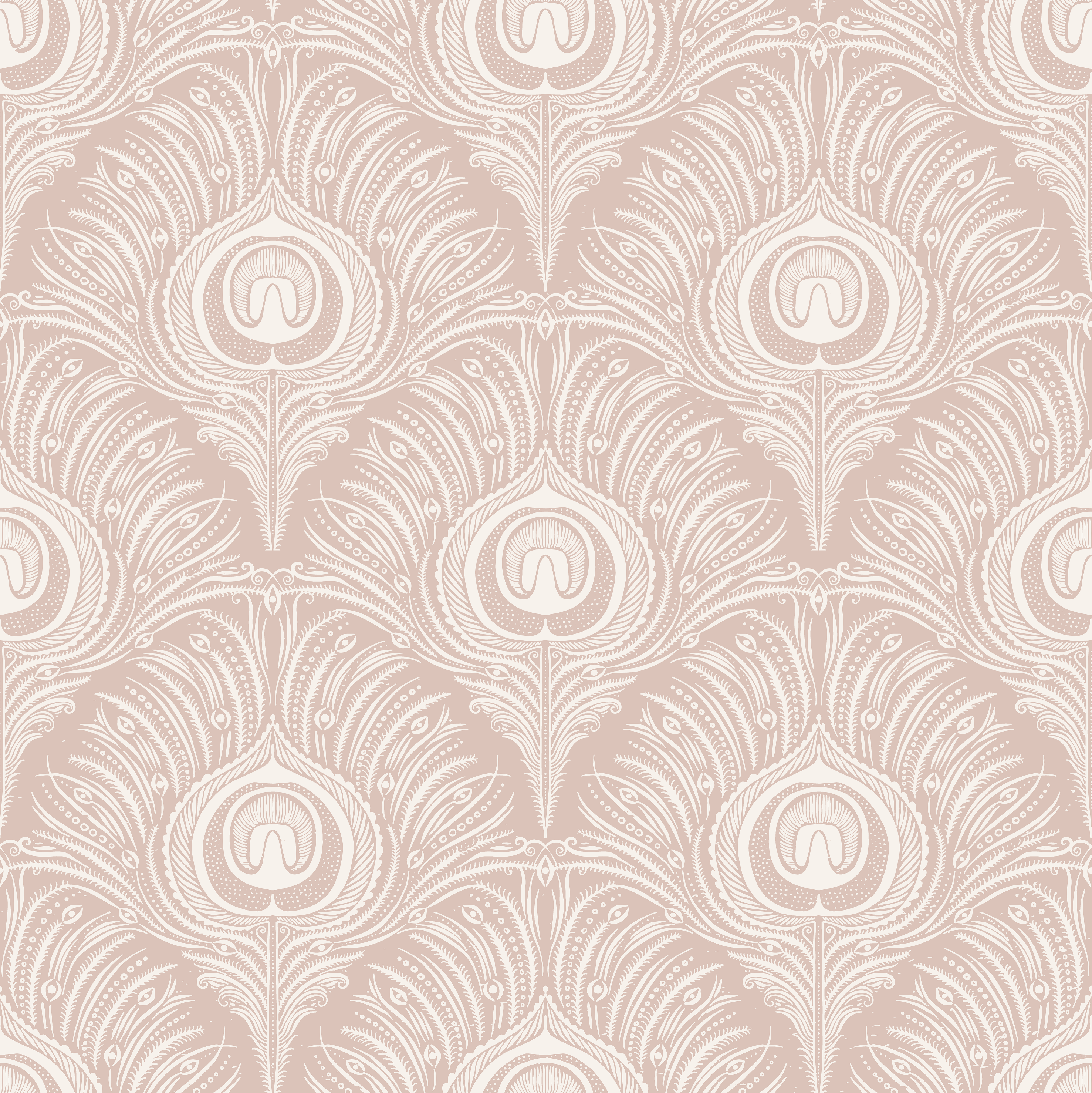 Peacock Plume Damask - Boudoir Rose