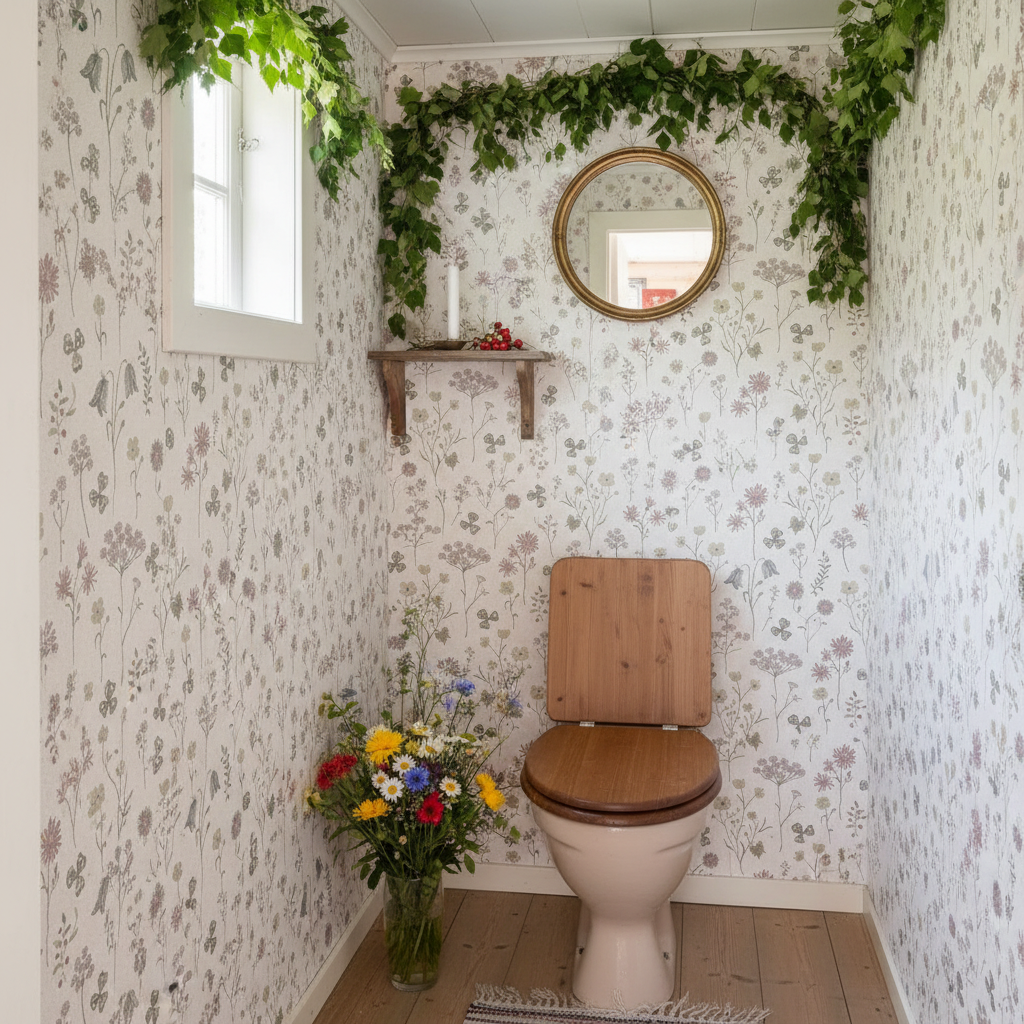 Sommaräng - Morgondimma – Elegant tapet med vilda blommor i grå toner